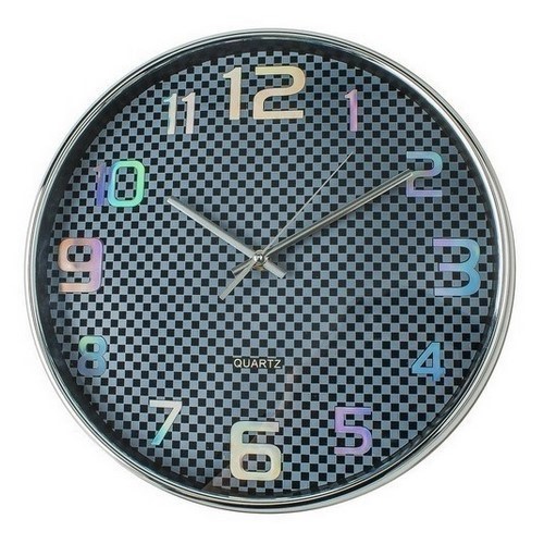 RELOJ PARED KUKEN NEGRO/CROMO IRIDISCENTE 33CMS